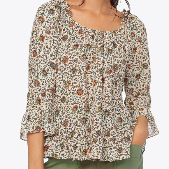 Tory Burch Printed Ruffle Blouse - Picture 2 of 7